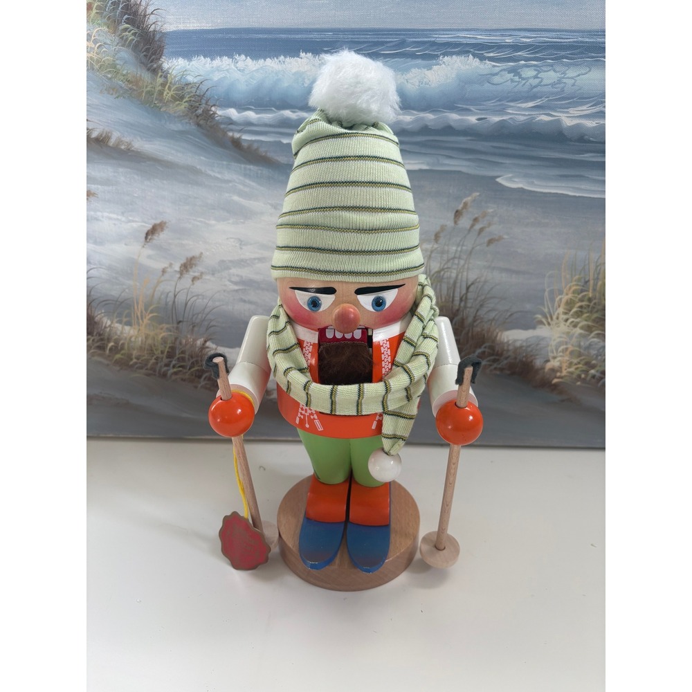 Steinbach Skier Nutcracker Handmade Germany Wooden Skier Figure 12 Inch
